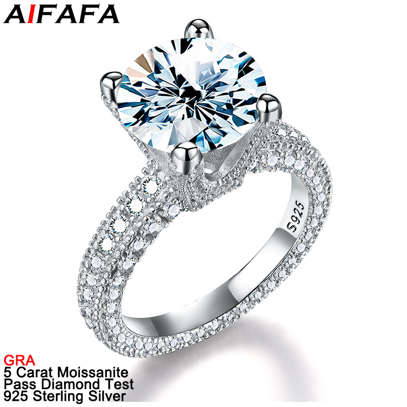 Sterling Silver Ring - 5 Karat echte Moissanit-Diamantringe, S925-Sterlingsilber, 11