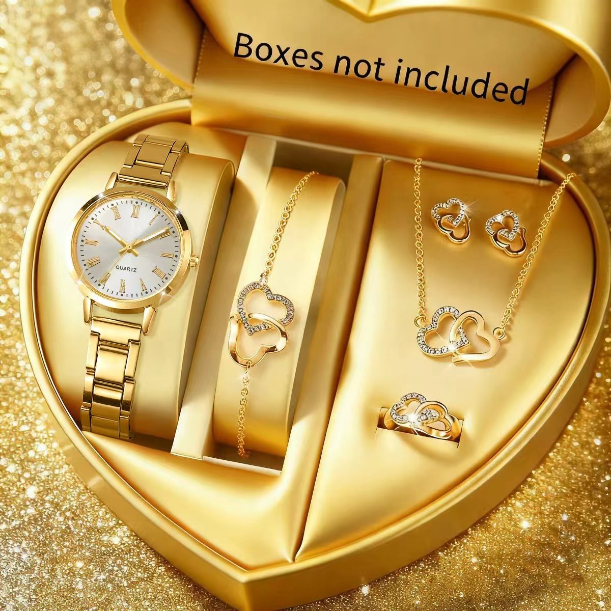 Jewelry Clasp Watches - 6PCS Mode Damen Quarzuhr Strass Schmuckset