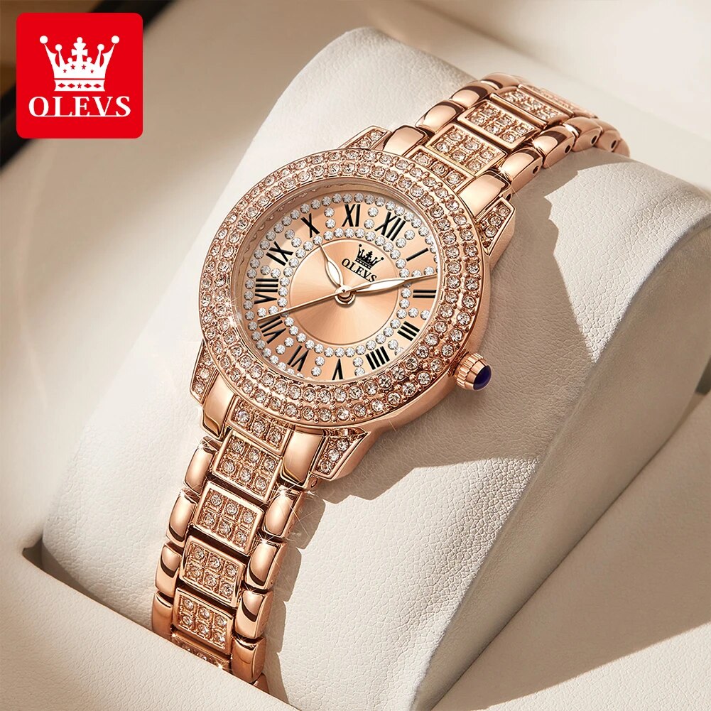 Jewelry Diamond Watches - OLEVS 9943, luxuriöse Original-Quarzuhr mit Diamanten
