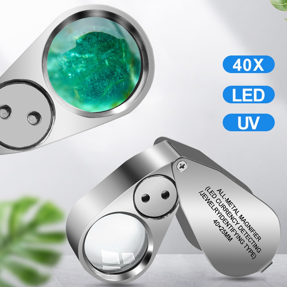 Collectors Coins Jewelry & Watches Of Smithtown - 40-fache Hochauflösende Faltbare Lupe mit LED-Beleuchtung