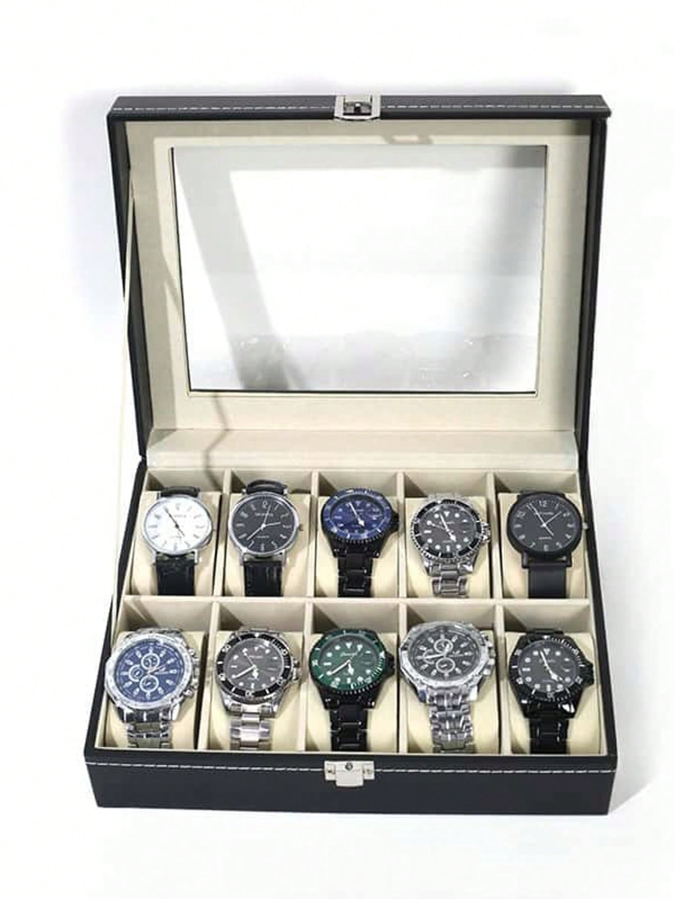 Jewelry Watches Women - Leder-Uhrenbox mit Schloss, Große Uhren-Vitrine, Hochwertiger