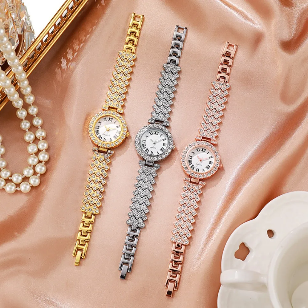 Jewelry Clasp Watches - 2026 5-teiliges Elegantes Strass-Damenuhren-Set Modisches Roma-Zifferblatt