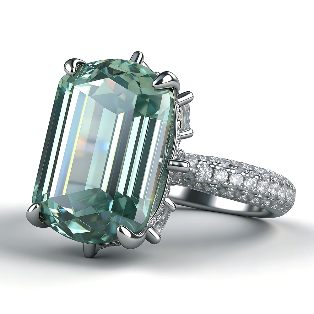 Smaragdgrüne Paraiba-Ringe aus – Sterling Silver Ring Bewertung und Preis