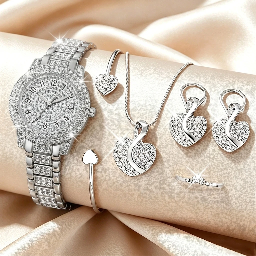 6-teiliges Modisches Strass-Uh – Jewelry Clasp Watches Bewertung und Preis
