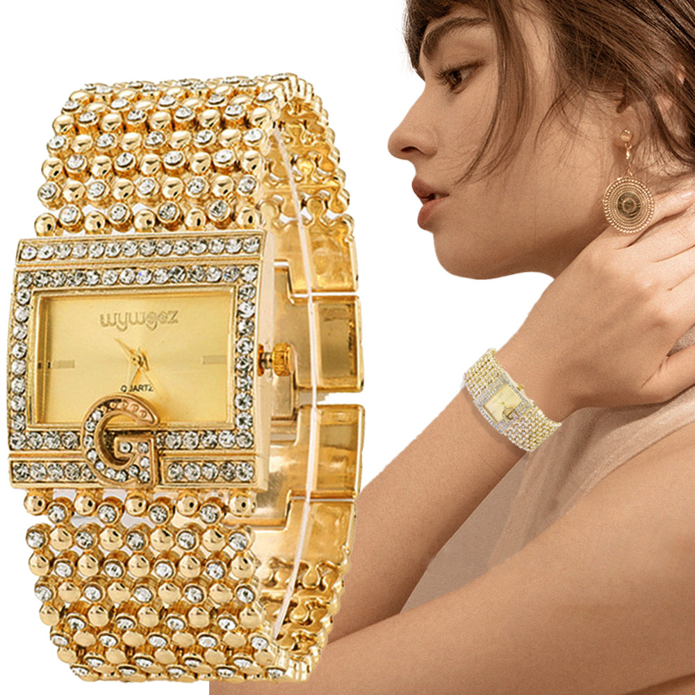Einfache quadratische Gold uhr – Jewelry Diamond Watches Bewertung und Preis
